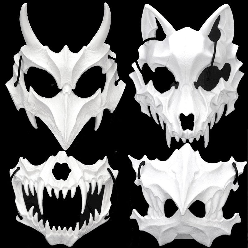 Skull Party Mask Demon Werewolf Tigers Skull Half Face Cover Mask Halloween Dance Prom Cosplay Costume Mask Prop