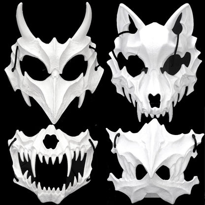 Skull Party Mask Demon Werewolf Tigers Skull Half Face Cover Mask Halloween Dance Prom Cosplay Costume Mask Prop
