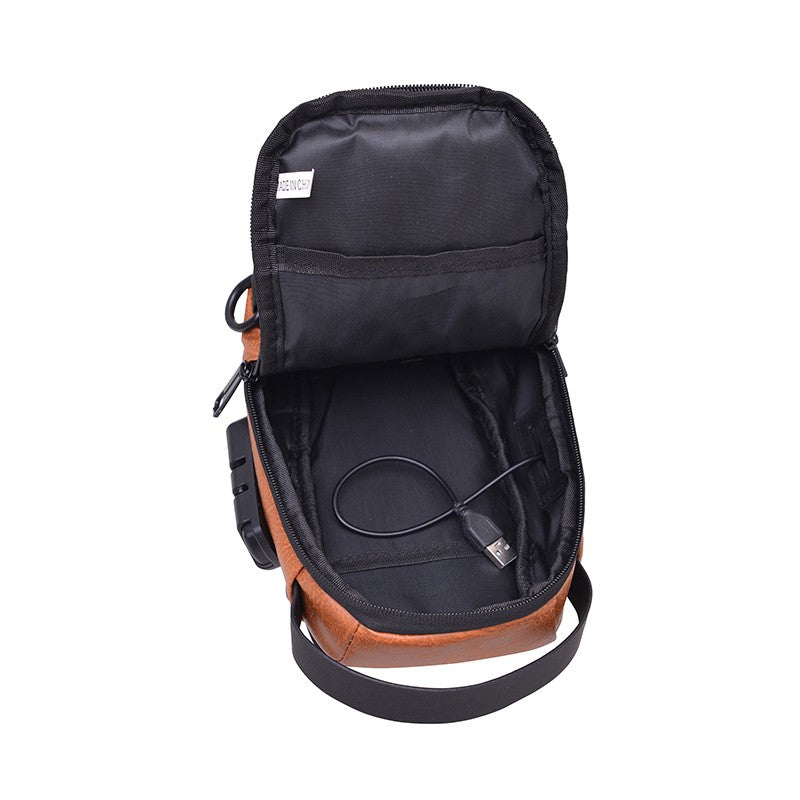 Men's Anti-Theft Crossbody Bag USB Charging Port Travel Chest Bag Waterproof Shoulder Messenger Bag for Outdoor Sports