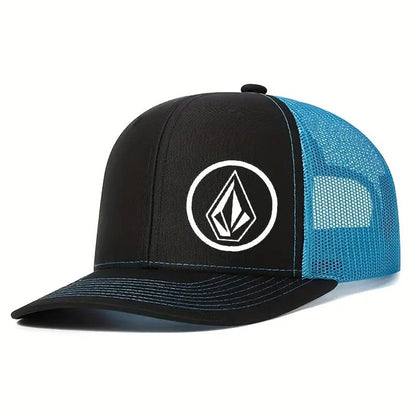 Boné de beisebol estampado com símbolo simples ligeiramente curvado masculino e feminino para eventos esportivos ao ar livre, boné de pato, chapéu de motorista de caminhão americano