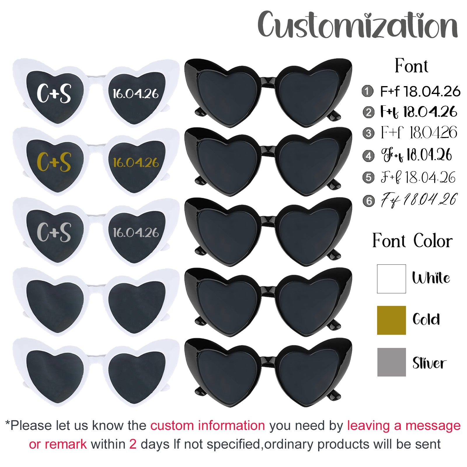12-120Pcs Custom Wedding Sunglasses Personalised Heart Shaped Sunglasses Wedding Party Favors for Guest Date Initials Custom