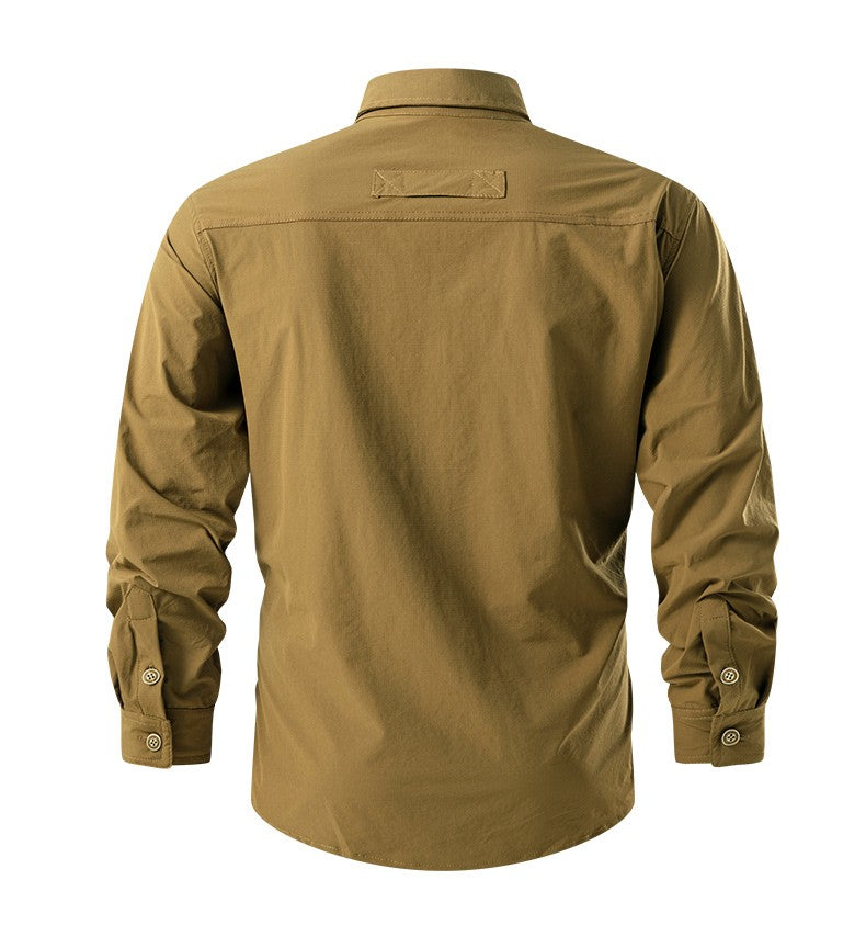 Summer Men Casual Breathable Long Sleeve Shirts Mens Military Cargo Multi-Pocket Shirt Man Outdoor Safari Work Shirt Blouses Top