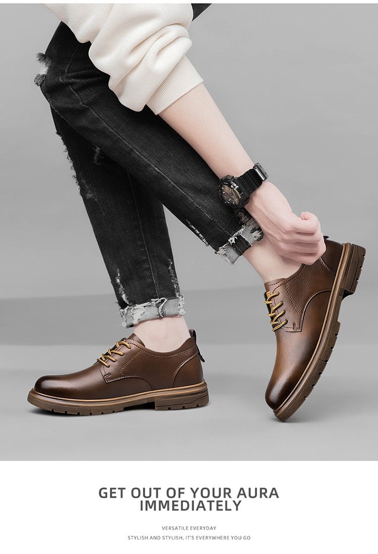 52/2000  CLOHOO handmade men's shoes business casual leather shoes breathable soft sole comfortable classic lace-up men's shoes