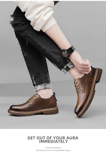 52/2000  CLOHOO handmade men's shoes business casual leather shoes breathable soft sole comfortable classic lace-up men's shoes