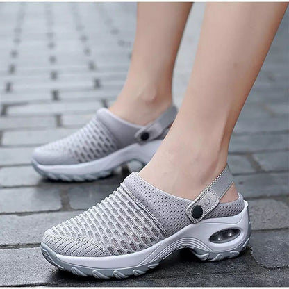 Women Walking Shoes Air Cushion Slip-On Orthopedic Diabetic Ladies Platform Mules Mesh Lightweight Slipper Wedge Female Sneaker