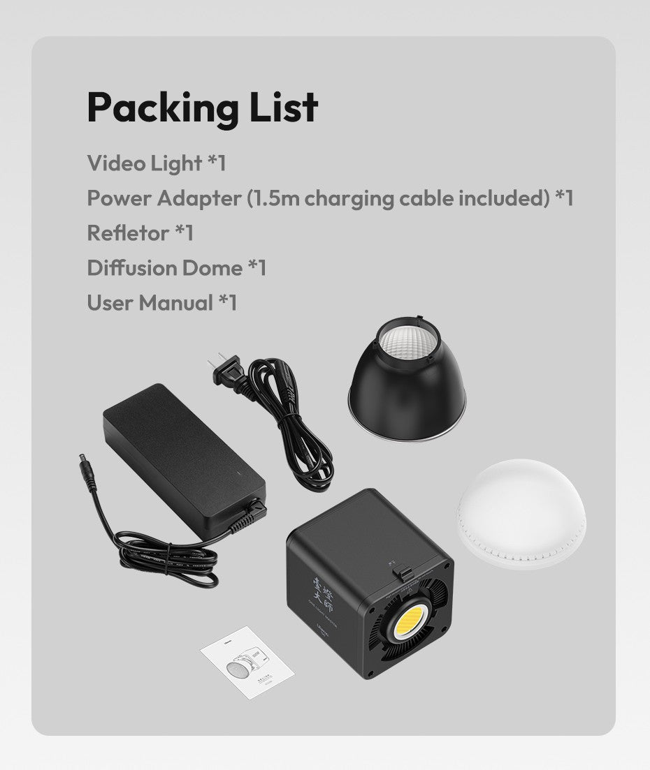 Ulanzi ML100RGB | ML100Bi 100W COB Video Light Full Color | 2700K-6500K Bi-Color Photography Studio Light for Shot Livestreaming