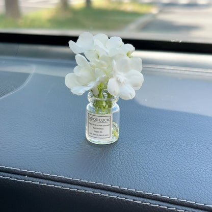 White Simulated Flower Vase Car Center Console Decoration Mini Vase Pink Purple Blue Yellow Simulated Flower Decoration