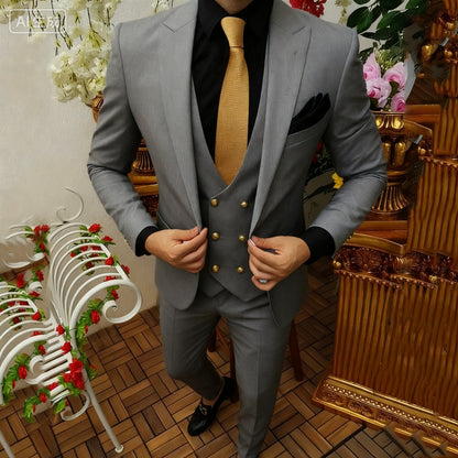 Smoking masculino de 3 peças, ternos brancos para o noivo, jaquetas de design, conjuntos de casamento novos em roupas e blazer