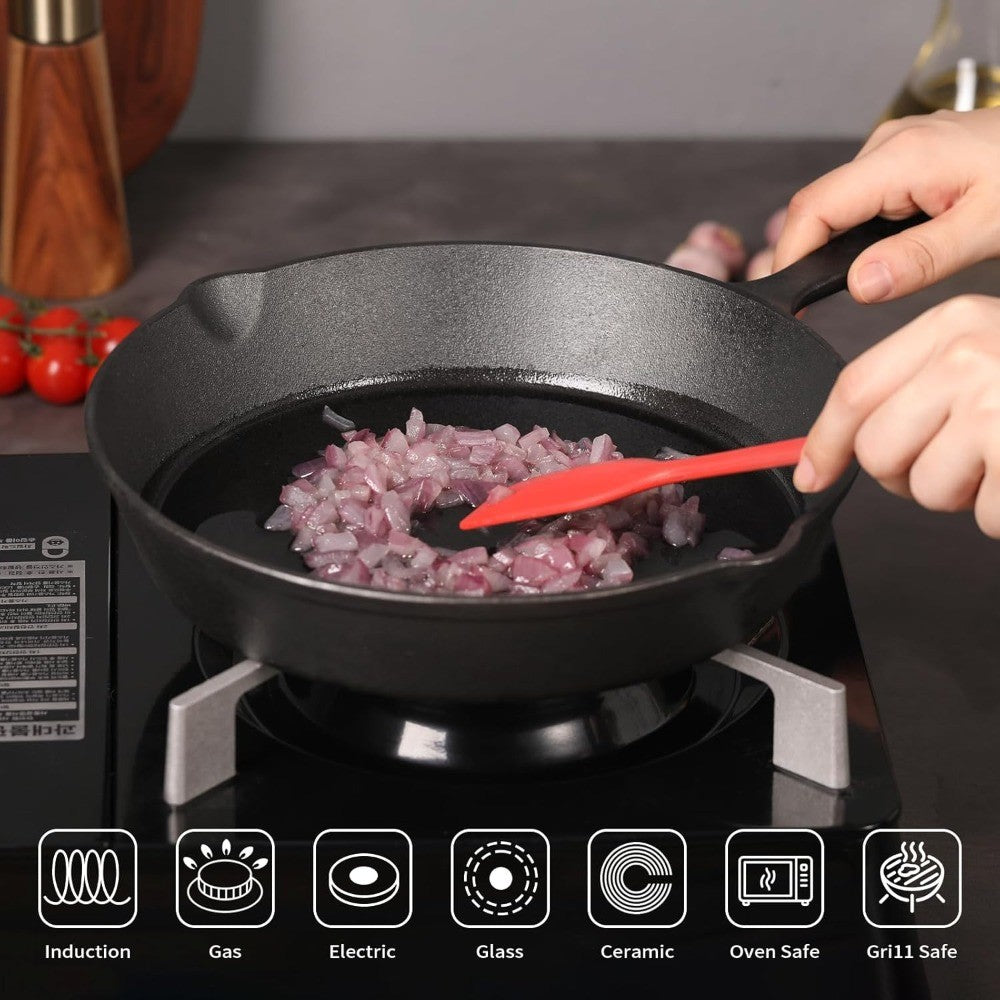 Frigideiras de Ferro Fundido Redondas Antiaderentes, Frigideiras Grelhadoras, Frigideiras de Ovo, Adequadas para Fogão, Grelha, Cozinha Interna e Externa