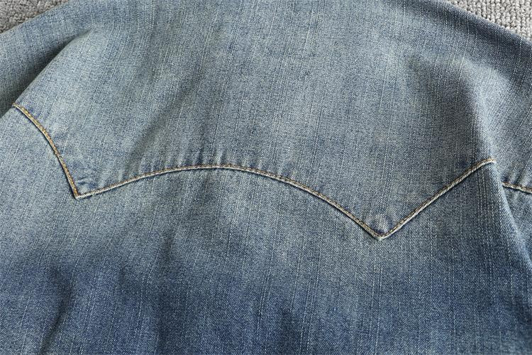 Autumn New American Retro Heavyweight Double Pocket Denim Cargo Shirt Men's Simple 100% Cotton Washed Casual Blouses Thin Jacket