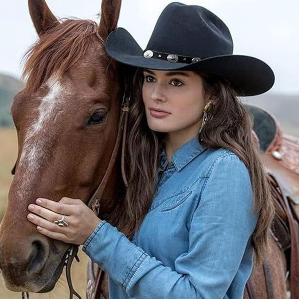 Vintage Western Cowboy Hat Comfortable Roll Up Brim Belt Buckle Cowgirl Fedora Cowgirl Church Sombrero Hombre Caps