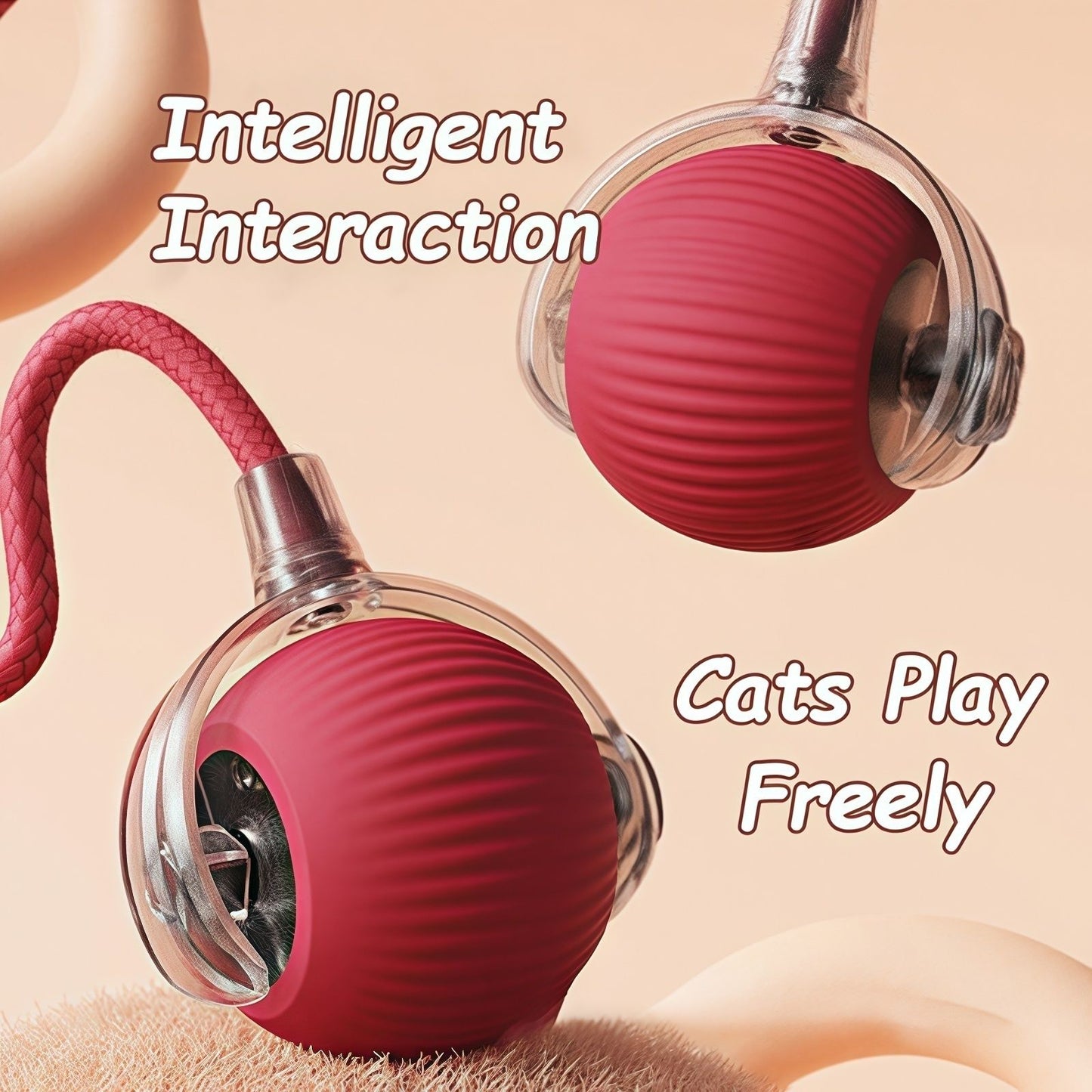Novo Brinquedo Interativo para Gatos Bola Rolante Automática com Cauda Falsa Brinquedo Elétrico Inteligente Recarregável para Animais de Estimação Treinamento de Cães e Gatos Imita Rato