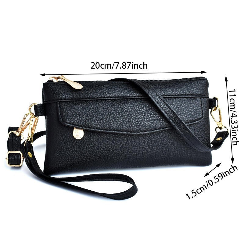 Portable Wallet PU Leather Hangbag Female Long Clutch Purses Coin Pocket Ladies Single Shoulder Crossbody Bag Money Bag