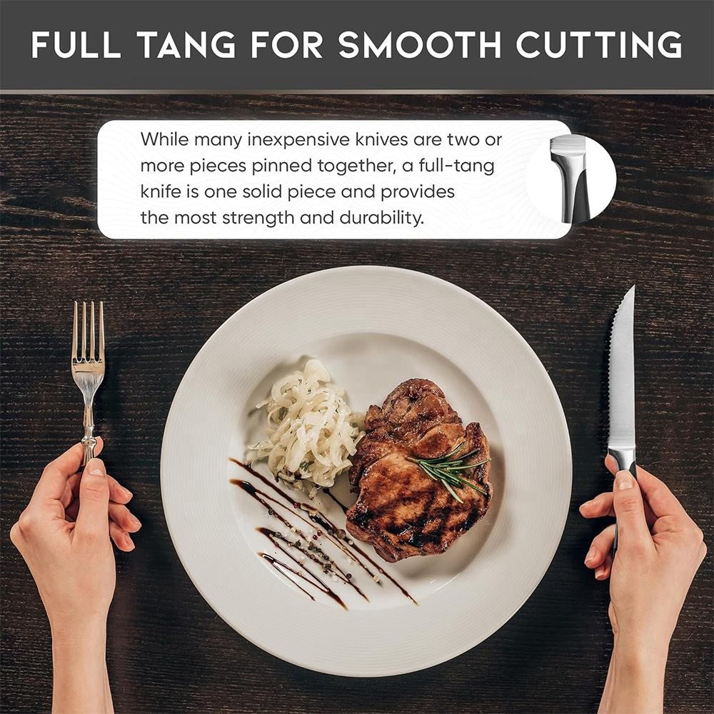 6-Piece Steak Knife Block Set High Carbon Stainless Steel Table Knife And Table Fork Set Double Forged Full Handle Dinner Knife