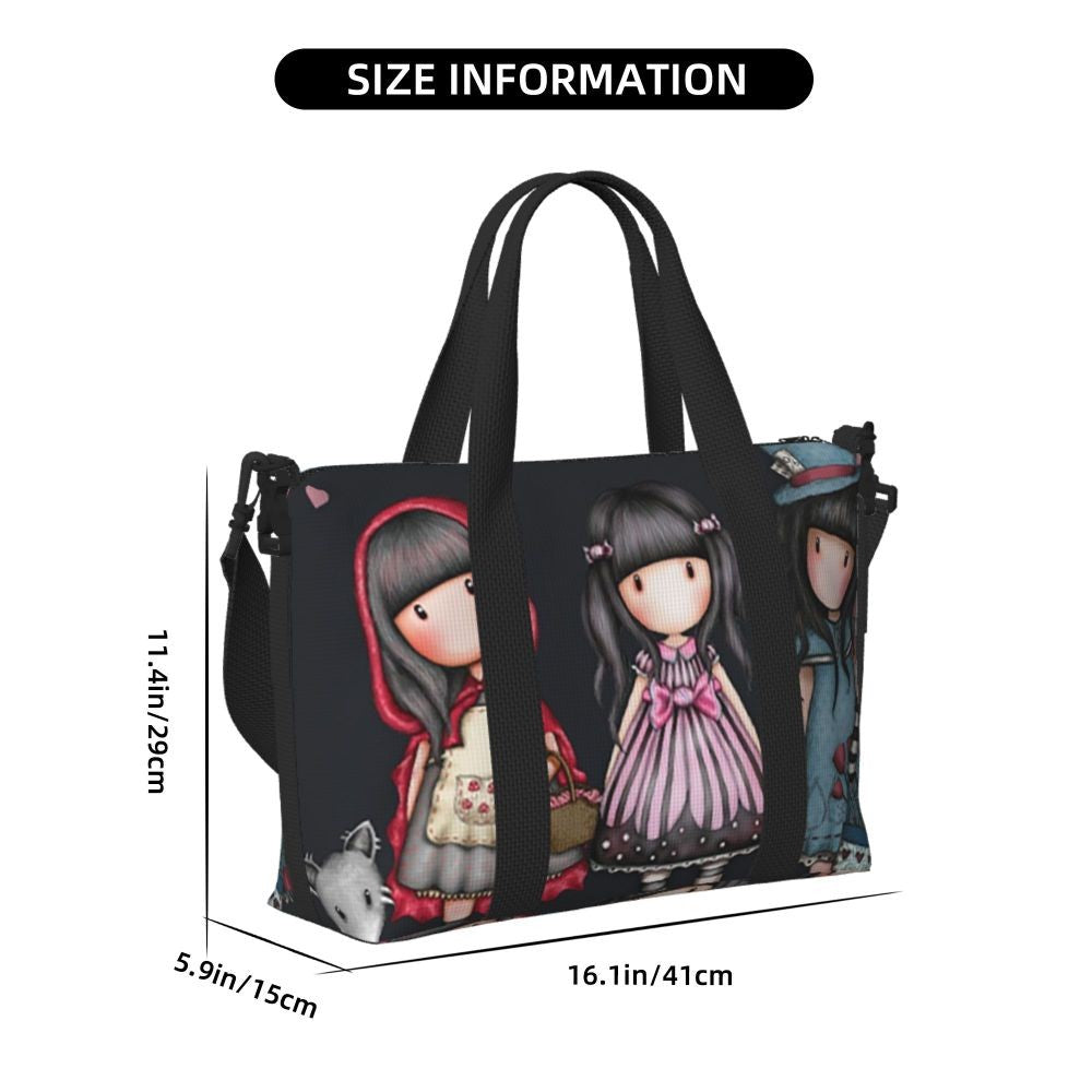 Custom Santoro Gorjuss Beach Travel Bag Large Capacity Tote Bags for Gym Yoga Women Shopping Duffle Shoulder Bag