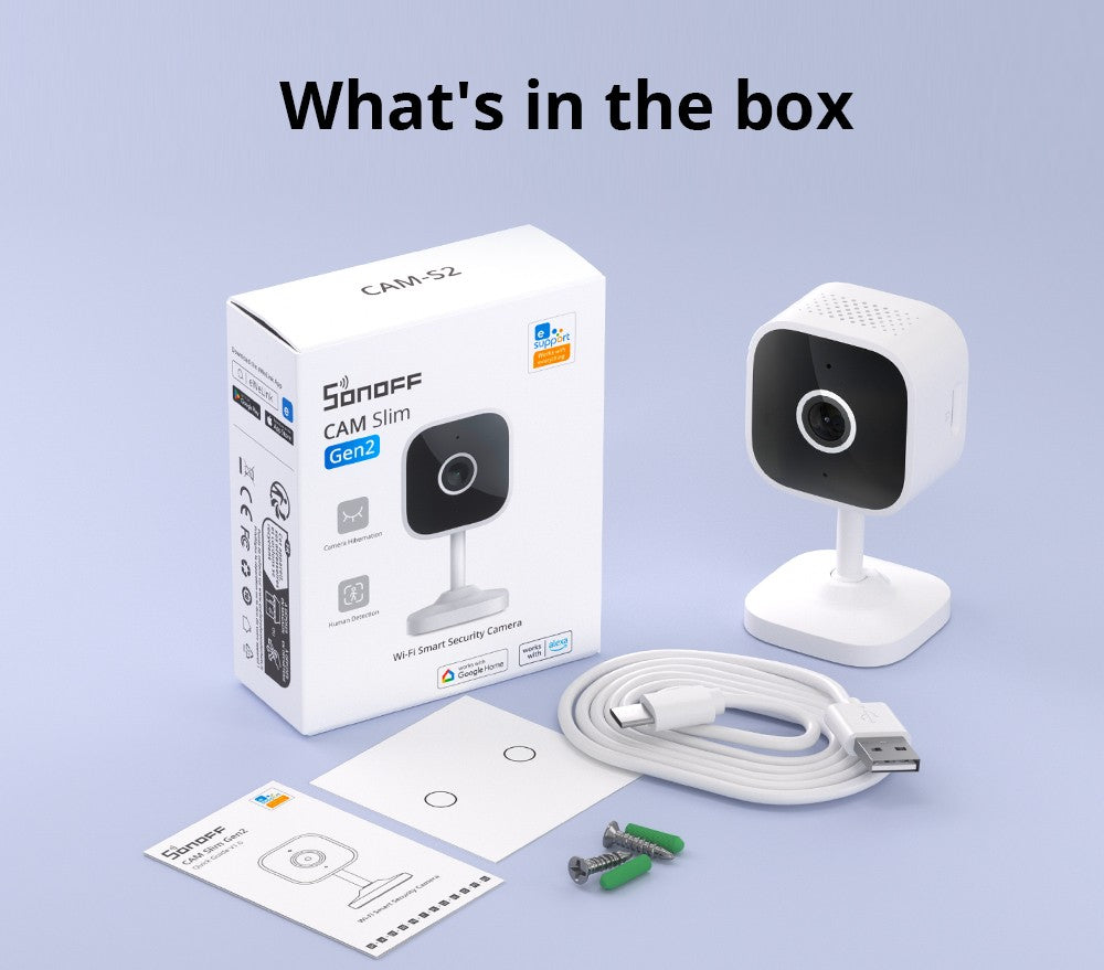 Câmera de Segurança Inteligente WiFi SONOFF CAM Slim Gen2 1080P HD Detecção de Movimento Áudio Bidirecional Visão Noturna Suporte Alexa Google