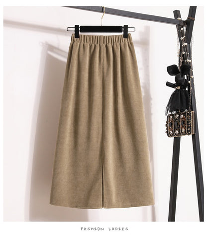 Women's New Style High-Waist Plus Size Skirts Elastic Waist Solid Wrap Buttocks Autumn Winter 2025 Versatile Straight Leg Skirt