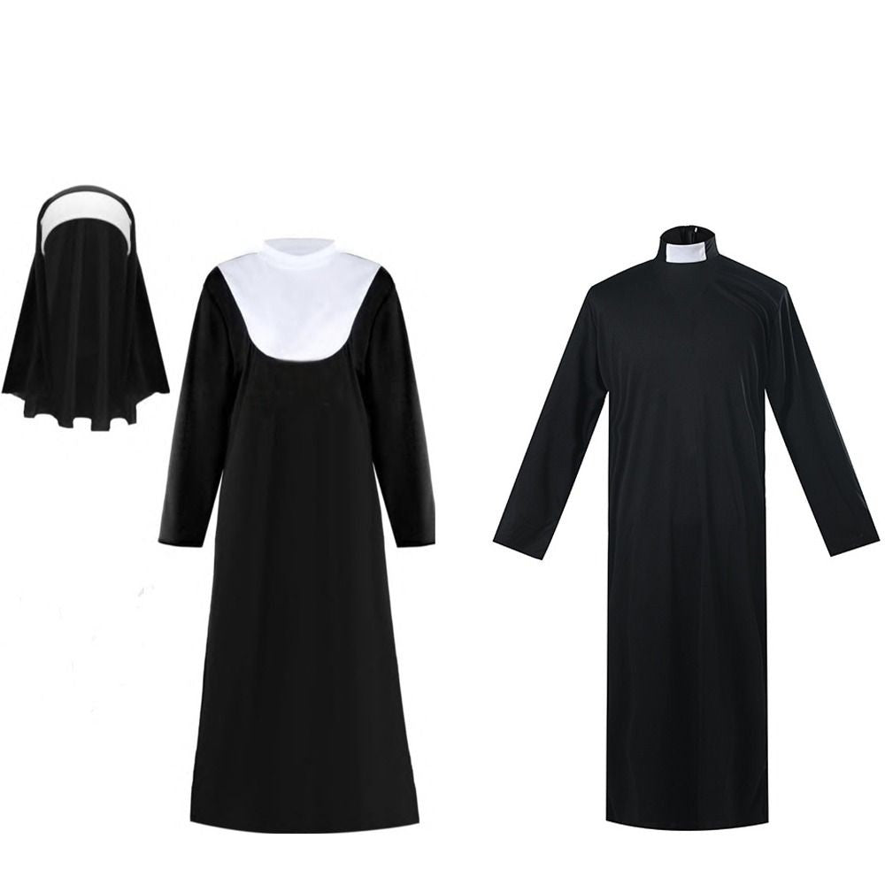 Higih Quality Adult Size Father's Clothing Virgin Mary Black Cosplay Costume Priest Role Nun Costume Cosplay Events
