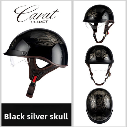 Motorcycle Half Helmet High-quality Retro Carat Multi-Purpose Headgear Classic Design Stylish Safe Comfortable Original Decals