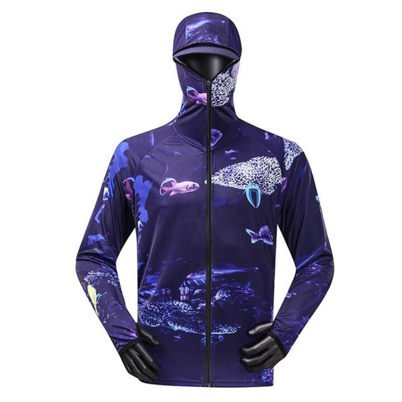 Moletom Profissional de Pesca com Máscara Anti-UV Protetor Solar Roupas de Proteção Solar Camisa de Pesca Respirável Secagem Rápida Camisa de Pesca