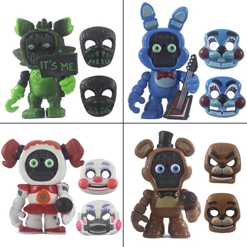 Jogo FNAF Panic Brinquedo da Meia-Noite Urso Foxy Chica Fazbear Bonnie Troca Máscaras Boneco de Ação Anime 1 PÇ Enviada Aleatoriamente