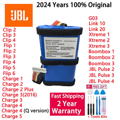 Bateria de substituição de alto-falante original de 2024 para JBL Link 10 20 G03 Clip Charge Boombox Pulse Xtreme Flip 1 2 3 4 5 6 Bateria