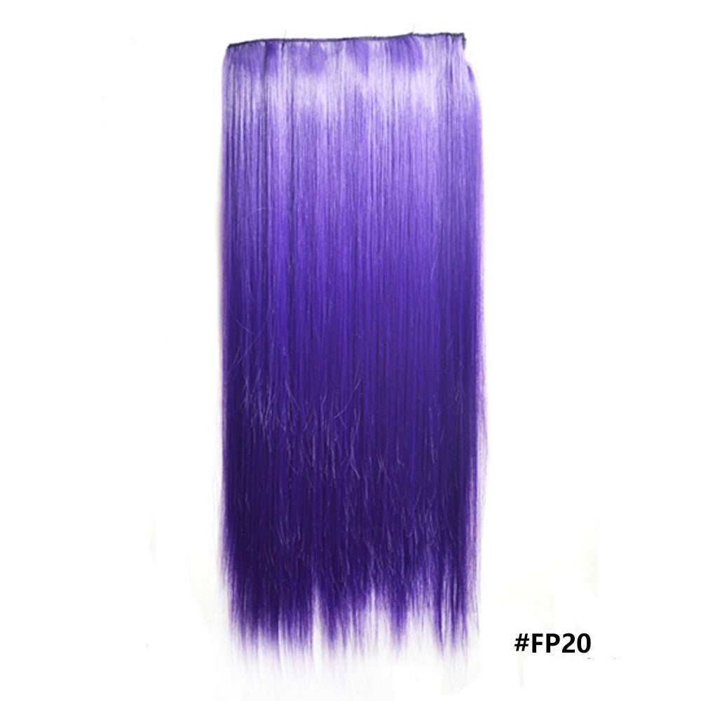 Extensões de cabelo sintéticas com clipe, longas e lisas, com 5 clipes em uma única peça, extensões de cabelo multicoloridas LIHUI