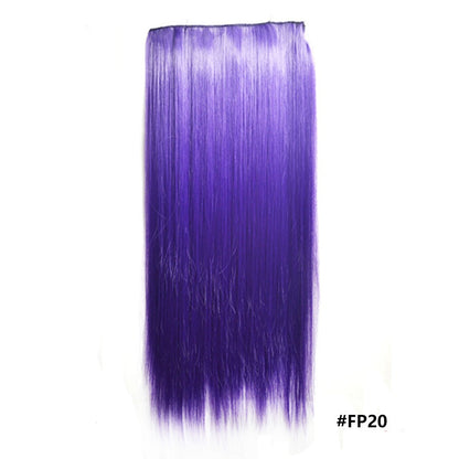 Extensões de cabelo sintéticas com clipe, longas e lisas, com 5 clipes em uma única peça, extensões de cabelo multicoloridas LIHUI