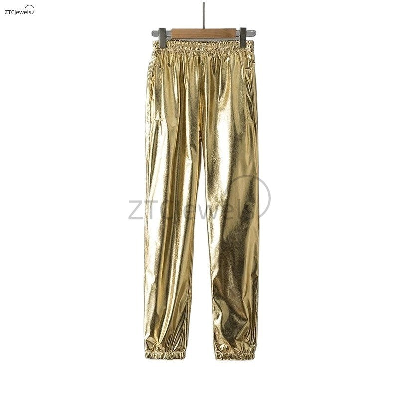 Adults Men's Shiny Metallic Suits Adult Disco Outfit Jacket Pants Halloween Dress Up Nightclub Dance Rave Cosplay Costume