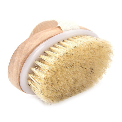 Escova de massagem de cerdas naturais para corpo, seca ou úmida, macia, para SPA, banho e massagem