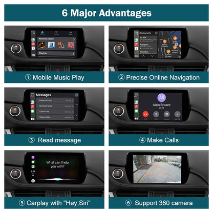 Adaptador USB CarPlay e Android Auto com fio para Mazda 6 2 3 CX3 CX5 CX9 MX5 2016-2020 com sistema Mazda Connect