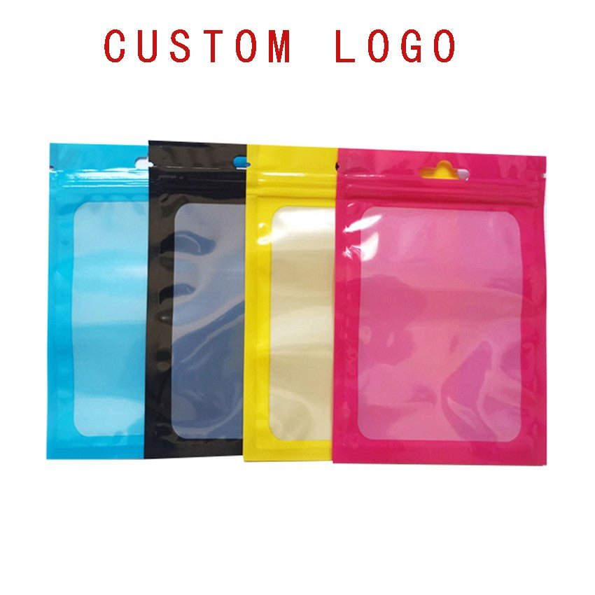 100 pieces support customized printing of logos, gifts, plastic packaging bags, zipper bags, printed logos, polyurethane window