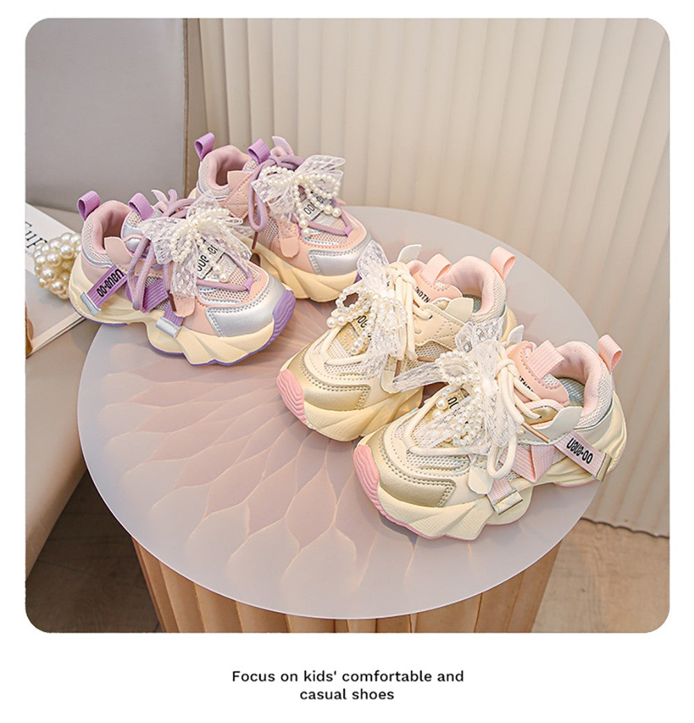 Autumn Sneakers For Kids Korean Style Trend Fashion Girl's Sneakers Soft-soled Breathable Teenager Children Sport Shoes