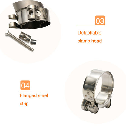 ZSDTRP 26-63mm Stainless Steel Motorcycle Exhaust Clamp Clip For Slip-on Motorcycle Muffler Clamp Kit