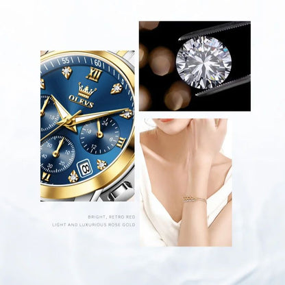 OLEVS 2858 Women Watch Luxury Brand Quartz Watch Waterproof Luminous Date Chronograph Women Bracelet Dress Diamond Watch Reloj