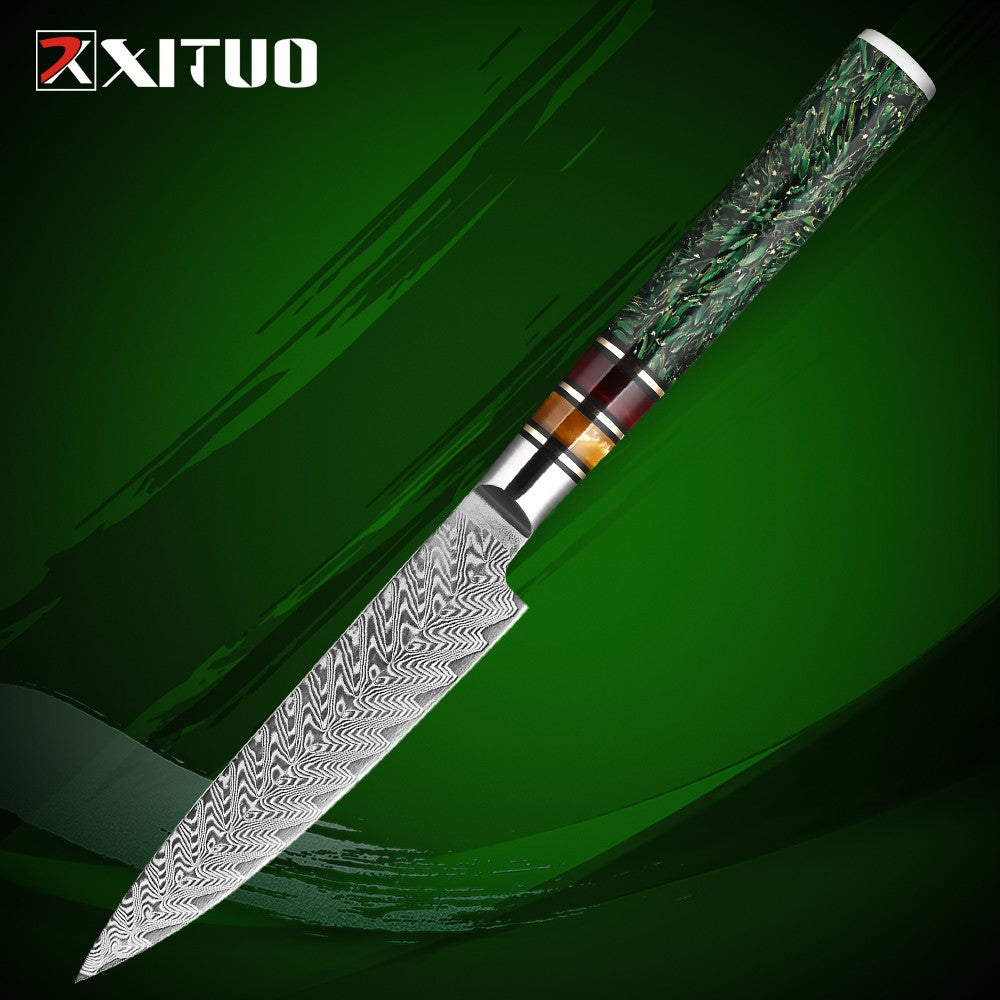 Conjunto de Facas de Cozinha XITUO Luxury Damascus Japonesas Chef Santoku Faca Cutelo Descascar Faca de Pão Cabo de Resina Sintética Destaque