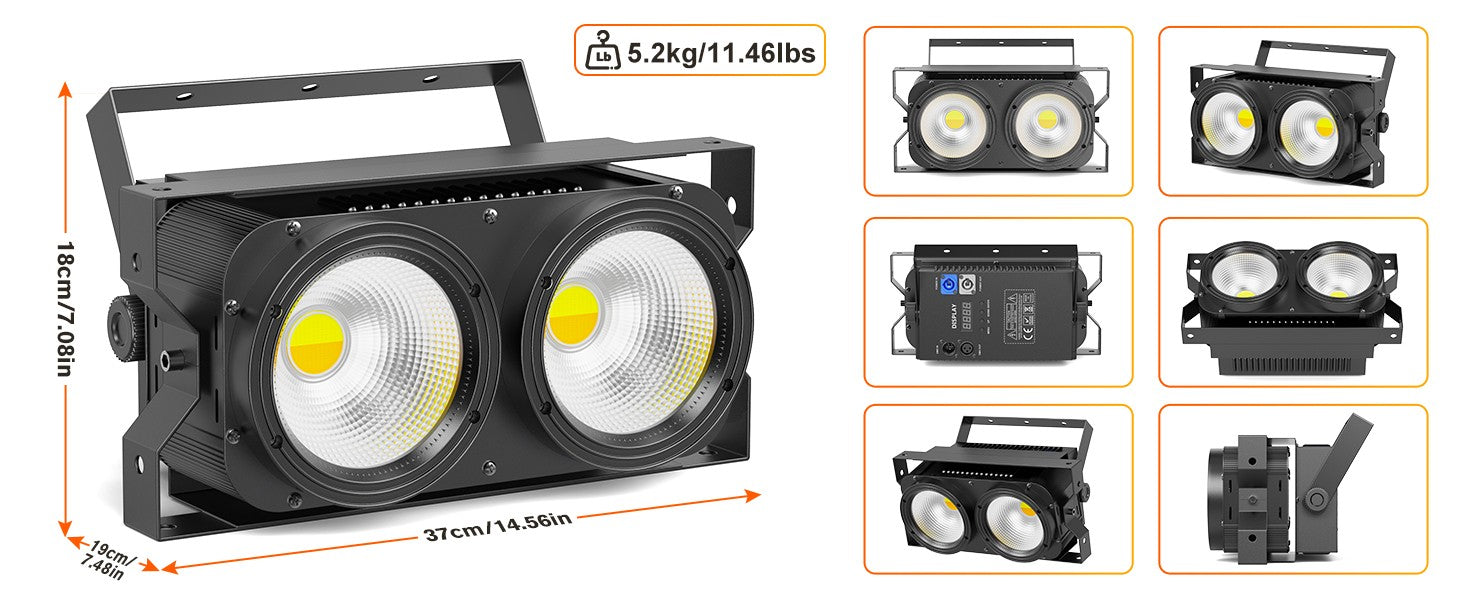 U'King 4PCS 200W LED 2IN1 COB Par Light DMX Cool&Warm White Lighting Stage Light 2 Eyes LED Blinder Light for DJ Party Wedding