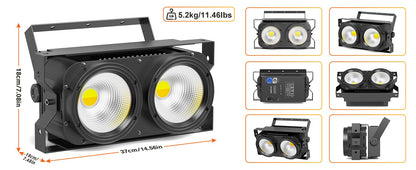 U'King 4PCS 200W LED 2IN1 COB Par Light DMX Cool&Warm White Lighting Stage Light 2 Eyes LED Blinder Light for DJ Party Wedding