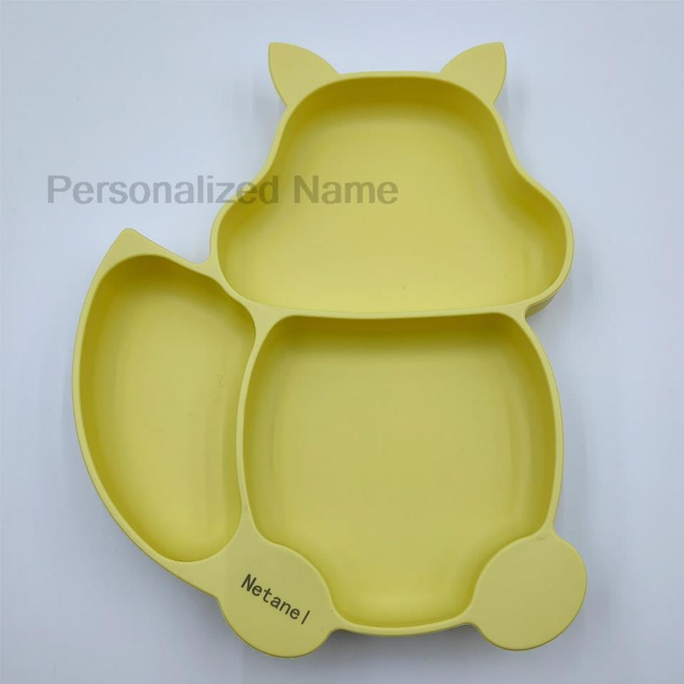 Baby Silicone Sucker Bowl Plate Cup Bibs Spoon Fork Sets Children Tableware Baby Feeding Dishes Sets Personalized Name BPA Free