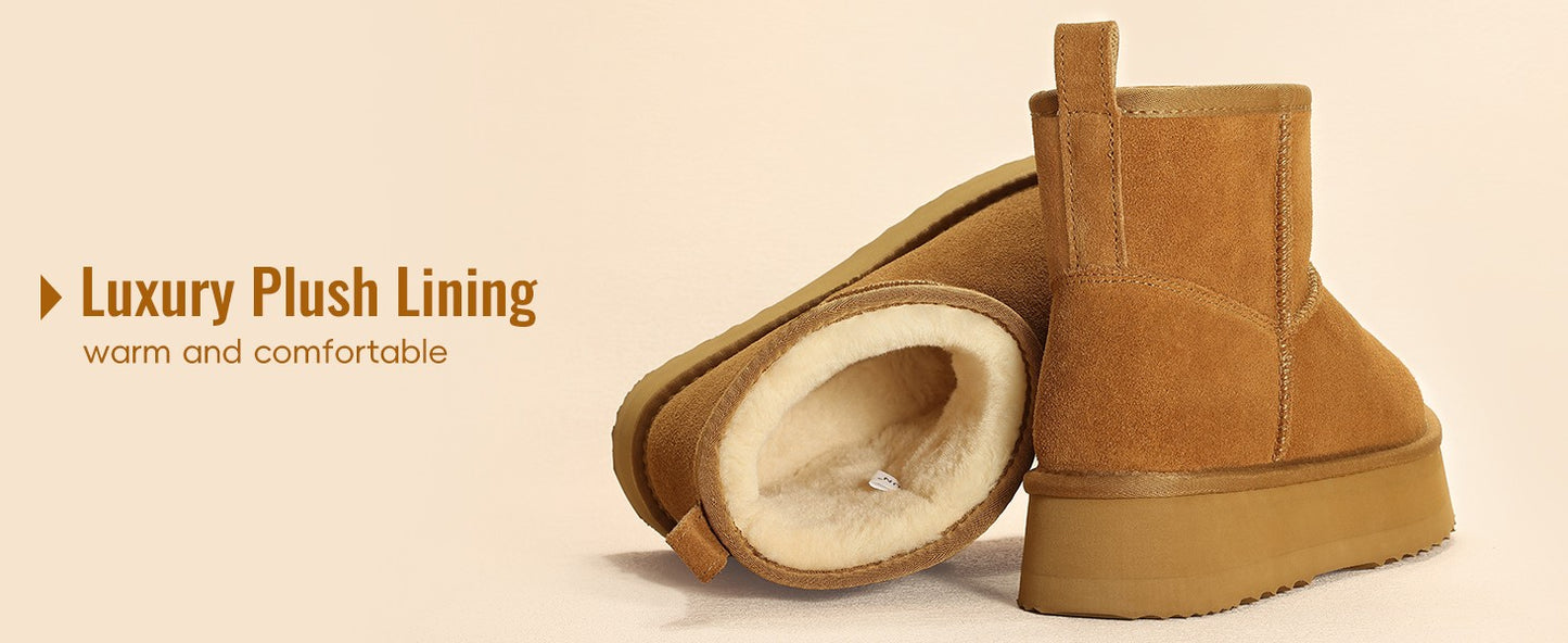 Bebealy Winter Suede Boots For Women Classci Genuine Brand Women Boots Outdoor Short Plush Antiskid Ankle Boots Cozy Fuzzy Boots