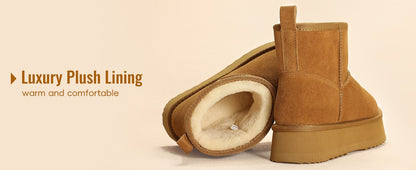 Bebealy Winter Suede Boots For Women Classci Genuine Brand Women Boots Outdoor Short Plush Antiskid Ankle Boots Cozy Fuzzy Boots