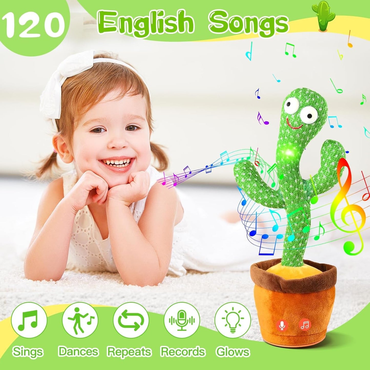 Talking, Recording ,Dancing Cactus Toys, Children's Electronic Plush Cactus Toys, 120 Songs, Children's Birthday Gifts
