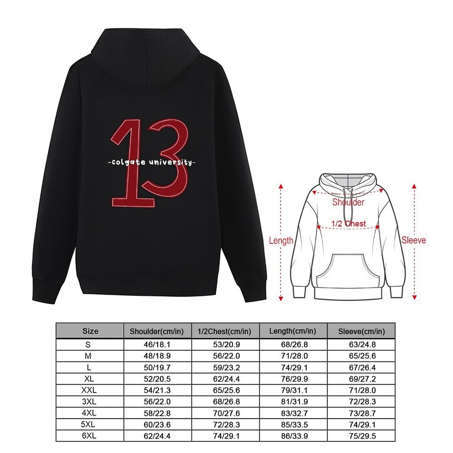 Colgate University 13 Hoodie korean clothes hooded shirt korean style clothes men's autumn clothes mens hoodie