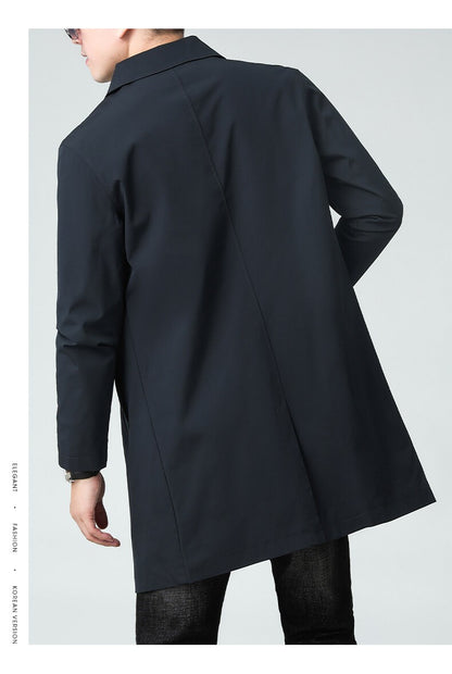 Top Quality Korean New Brand Casual Fashion Long Men Trench Coat  Windbreaker Overcoat Slim Fit Long Jacket Men Clothing