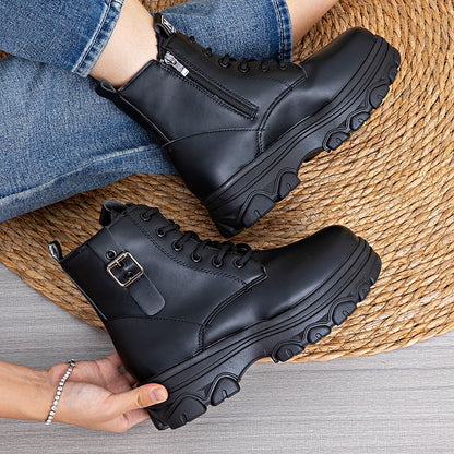 Bestselling Height Increasing Women2025Autumn and Winter New Fleece-Lined Non-Slip Short Boots for Petite Thick-Soled Faux Wool