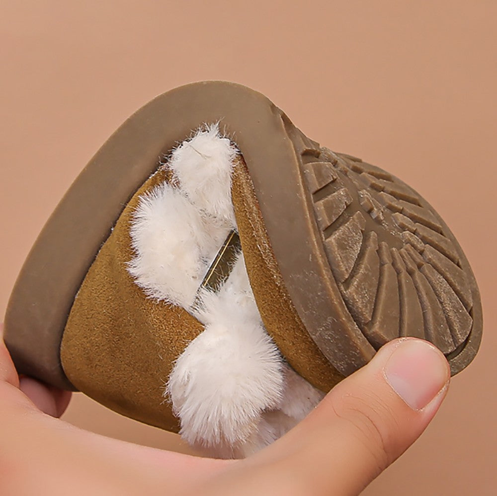 Winter Fur Boots For Girls Thick Warm Children's Plush Snow Boots Soft Warm Velvet Cotton Shoes Winter Kid's Padded Boots