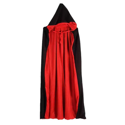 Halloween Women Men Clothes Cosplay Costume Adult Stand Collar Hooded Cape Black Red Reversible Cap Vampire Halloween Party