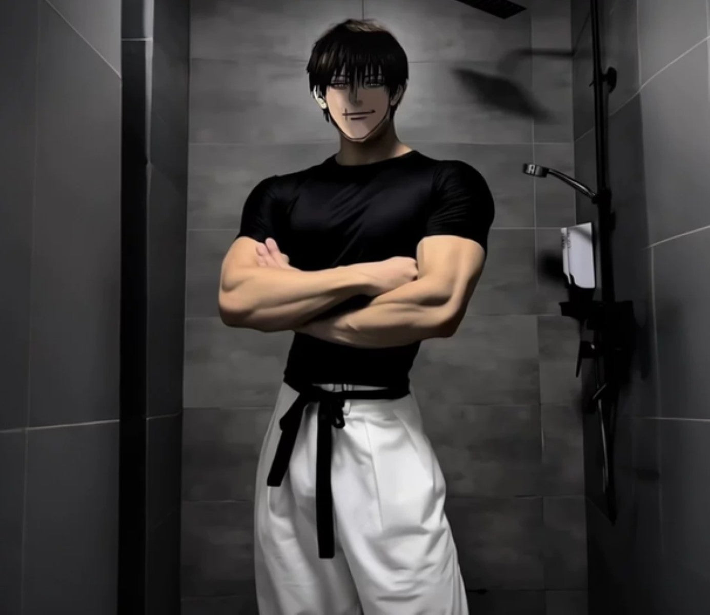 Jujutsu JJK Manga Anime Fushiguro Toji Satoru Gojo Cosplay Costume Wig T-shirt Pants Rose Net Halloween Christmas stage costume