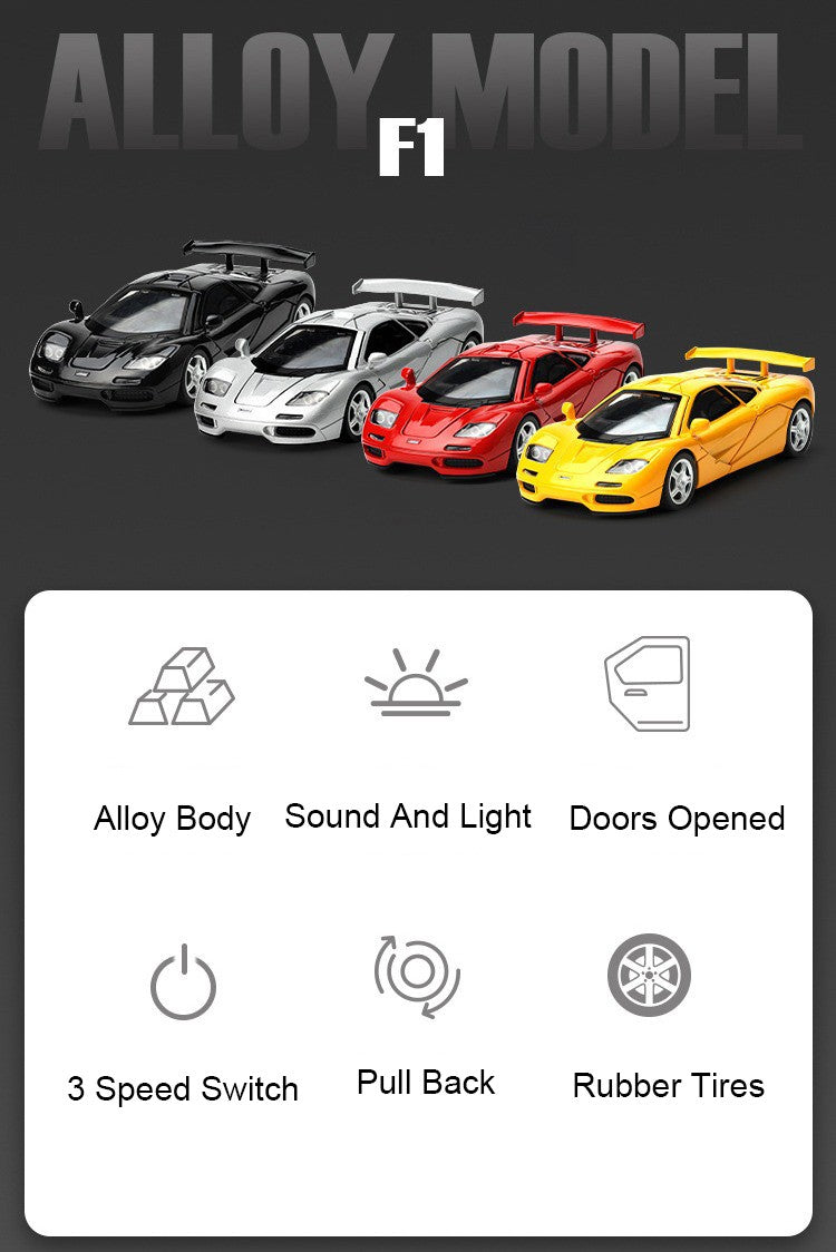 1:32 720S F1 Modelo Miniatura Carros Esportivos Liga Fundida Ornamento Supercarros Som Luz Portas Abertas Puxar Para Trás Presentes Infantis
