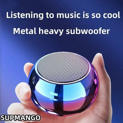 Caixa de som Bluetooth sem fio portátil pequena de metal com subwoofer estéreo e som surround, mini caixa de som Bluetooth externa